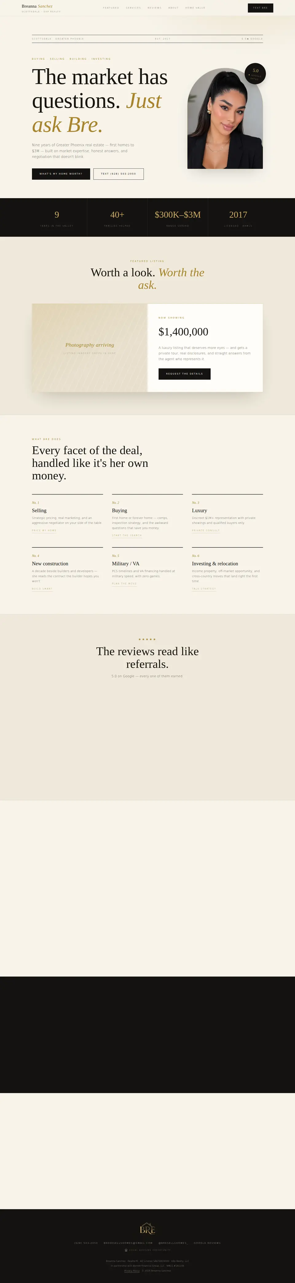 bresellshomes.com home page, scrolling